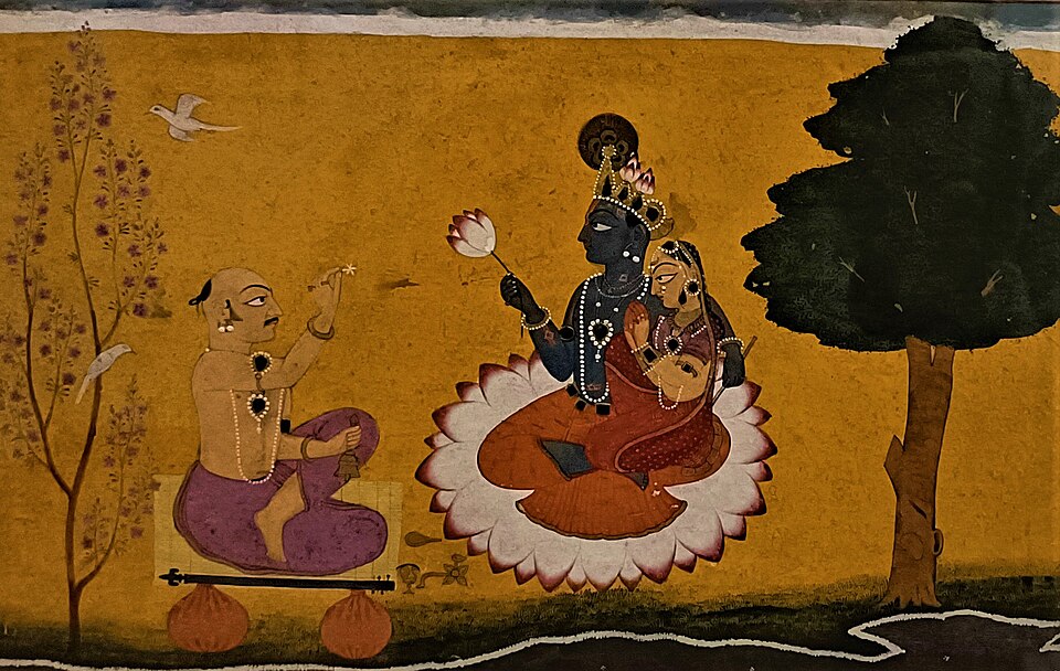 Poet Jayadeva worshipping Radha and Krishna